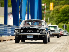 Natasha De Melis and her father Fred in her 1967 Ford Mustang "Raven" on the 2021 Maple Mille rally