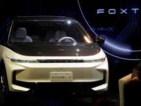 Foxtron electric vehicles unveiled at a Foxconn event in Taipei