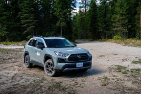 The Toyota RAV4 TRD chasing a Classic Car Adventures rally through British Columbia