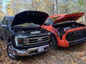 2021 Ford F-150 PowerBoost and 2022 Toyota Tundra iForce Max
