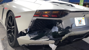 A photo screenshot from Matthew Heller's YouTube video of his Lamborghini collision