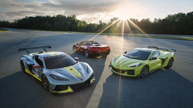 The 2023 Chevrolet Corvette Stingray Z06 and C.8R race car