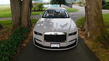 The 2021 Rolls-Royce Ghost looks right at home at the stately Sandpiper Resort in Harrison Mills, B.C.