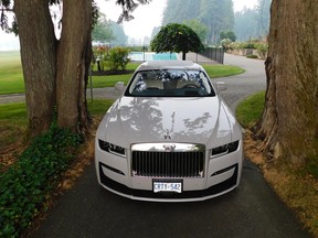 The 2021 Rolls-Royce Ghost looks right at home at the stately Sandpiper Resort in Harrison Mills, B.C.