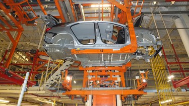 A Chevrolet Equinox being built at General Motors Canada's CAMI Assembly Plant in Ingersoll, Ontario