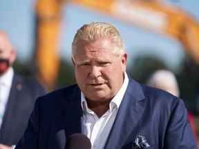 Premier Doug Ford is pictured during a stop in Windsor on Oct. 18, 2021.
