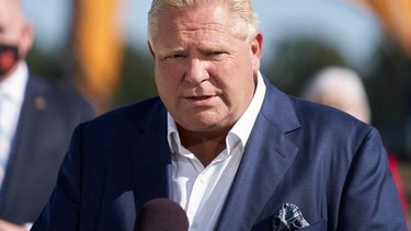 Premier Doug Ford is pictured during a stop in Windsor on Oct. 18, 2021.