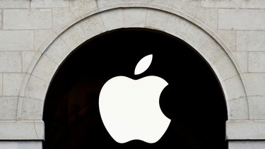 Apple logo is seen on the Apple store at The Marche Saint Germain in Paris, France July 15, 2020.