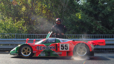 Jim Chung used forced perspective photography to put himself in the picture with 1:18 scale model of the 1991 24-hour Le Mans winning Mazda 787B prototype.