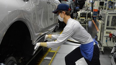 A worker in Toyota's Takaoka plant in Japan