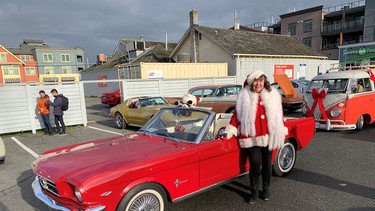 Tangerine Twiss preparing to enter the annual Steveston Classic Car Christmas parade in her classic Mustang she has owned for 44 years.