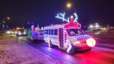 This year's Lesco Country Christmas Convoy had 67 semi-trucks and nine pilot vehicles take part in the food and toy drive, December 11, 2021.