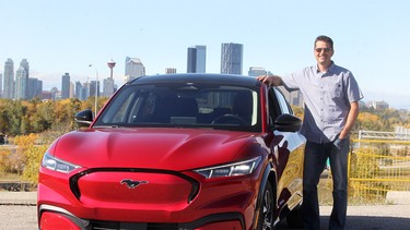 Jeff Braun with the 2021 Ford Mustang Mach-e in Calgary.