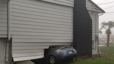 A Mitsubishi Eclipse crashed into the side of a house in Nanaimo, B.C. in November 2021