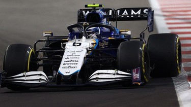 Nicholas Latifi of Canada driving the Williams Racing FW43B Mercedes during the F1 Grand Prix of Abu Dhabi at Yas Marina Circuit on Dec. 12, 2021. He would crash in the 52nd lap.