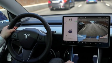 The infotainment screen in a Tesla vehicle.