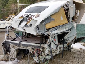 Wreckage of the truck driven by Sukhwinder Sran after a 2018 crash that left him unable to work.