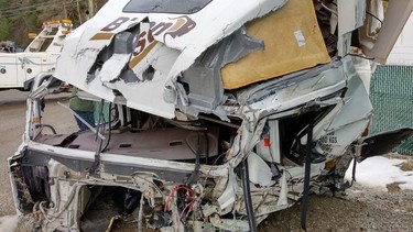Wreckage of the truck driven by Sukhwinder Sran after a 2018 crash that left him unable to work.