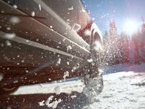 Slippery winter driving conditions