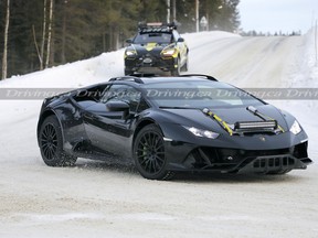 Lamborghini Huracan Sterrato prototype spied testing with Urus