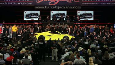 A 2023 Chevrolet Corvette Z06 on the auction block at Barrett-Jackson 2022