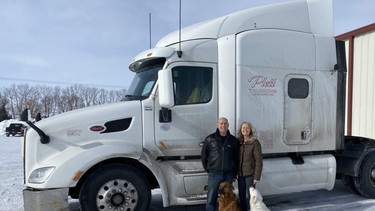 Tim and Jennifer Plett are the owners of Plett Trucking in Landmark, a trucking company that has seen the vast majority of their international truckers get fully vaccinated. Handout photo