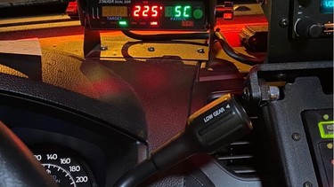 A North Vancouver RCMP patrol car clocked the vehicle going 225 km/h in an 80 km/h zone on the Upper Levels Highway.