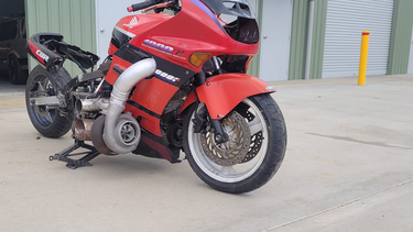 A screenshot of Ben Robertson's Honda CBR1000F turbocharged drag bike build