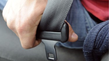 Jason Droboth buckles up in Calgary as recent studies show that more Albertans are wearing their seatbelts.