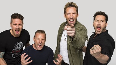 Nickelback members (left to right) drummer Daniel Adain, bassist Mike Kroeger. guitarist and lead vocalist Chad Kroeger and guitarist Ryan Peak .