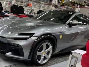 A leaked image of the upcoming Ferrari Purosangue SUV