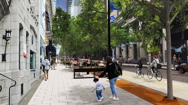 An artist's conception of the redesigned Peel St., between Ste-Catherine St. and de Maisonneuve Blvd.