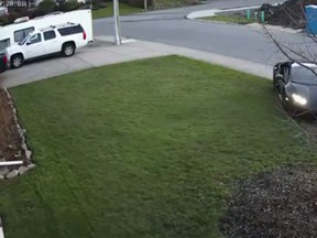 A Lamborghini Huracan loses control on a residential street in Abbotsford, B.C.