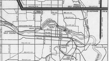 The major thoroughfare plan for Calgary seven decades ago.