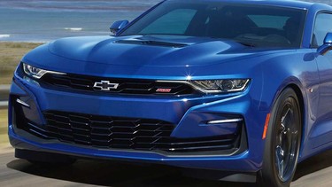 A promotional image for the 2021 Chevy Camaro.