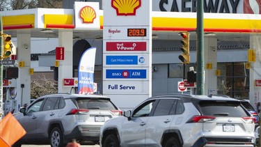 The Shell gas station at Oak St. and King Edward in Vancouver was selling gas for $2.09/litre on Sunday.
