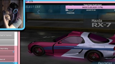 A screenshot from Victoria Scott's Twitch-stream fundraiser playthrough of "Need for Speed: Underground" to benefit LGBTQ families