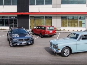 A trio of Volvo station wagons