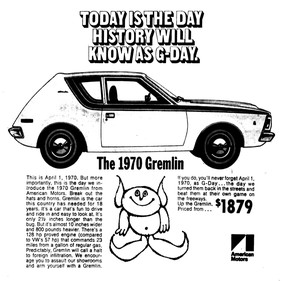An April 1, 1970 ad for the AMC Gremlin