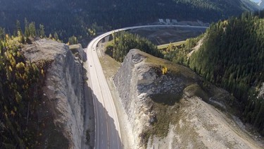 The Trans Canada Highway through Kicking Horse Canyon, pictured here, will be shut down for upgrades starting on April 12. Drivers will need to detour along B.C. highways 93 and 95 through Radium Hot Springs while the closure is in place.