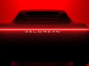 A teaser image of the rear of the DeLorean EVolved