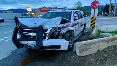 Impaired BC driver takes out RCMP SUV and then Subway restaurant