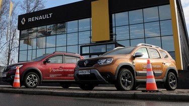 Renault cars are parked outside a showroom in Saint Petersburg, Russia March 24, 2022.
