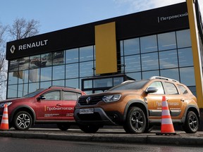 Renault cars are parked outside a showroom in Saint Petersburg, Russia March 24, 2022.