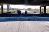 OPP posted a video on Twitter of part of the Highway 403 overpass at the Wayne Gretzky Parkway that fell to the road below.