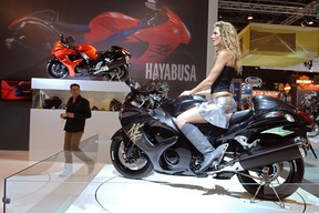 Suzuki’s new Hayabusa 1300cc motorbike at the 2007 ‘Mondial du 2 Roues’, the bi-annual motorbikes trade show held at the Parc des Expositions Porte de Versailles in Paris, France, on September 28, 2007