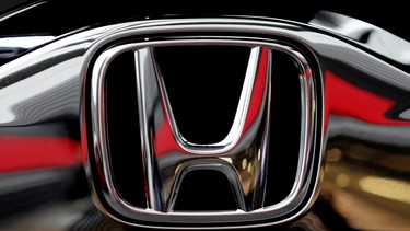 The badge on a Honda vehicle