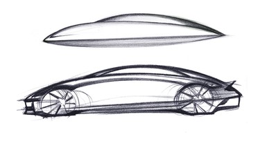 A teaser of the Hyundai Ioniq 6 EV