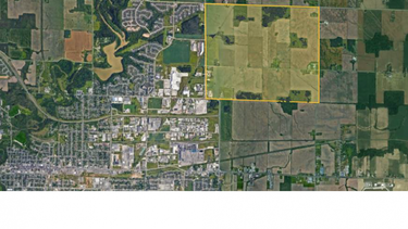 St. Thomas officials have pulled together 800 acres of land with hopes of using it to land a large factory. The highlighted area is bordered by Highbury Avenue to the west, Ron McNeil Line to the north and Yarmouth Centre Road to the east. The City of St. Thomas had previously owned 56 acres of the land.