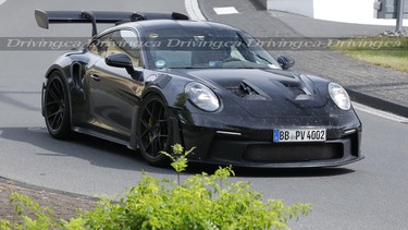 Porsche 992 911 GT3 RS spied testing at Nurburgring